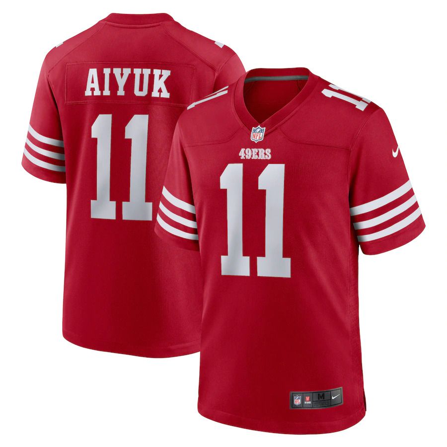 Men San Francisco 49ers 11 Brandon Aiyuk Nike Scarlet Team Player Game NFL Jersey